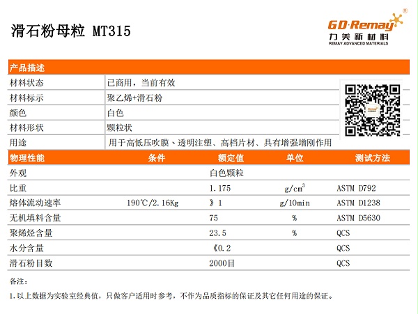 滑石粉母粒物性表